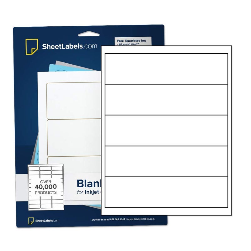 Sheet Labels Water Bottle Labels - Not Waterproof - from SheetLabels.com, 2" x 8", Laser or Inkjet Printable, Easy to Peel, 125 Labels - 25 Sheets - Image 1